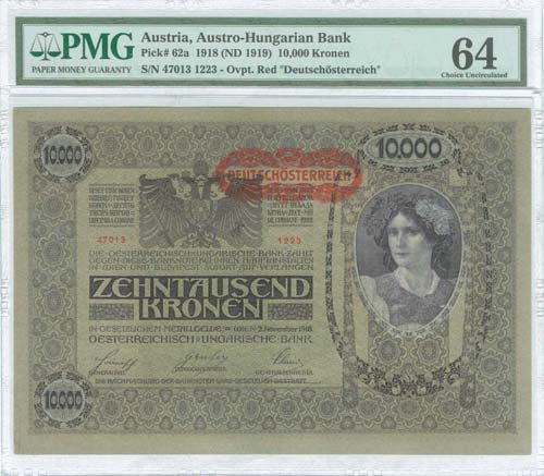 AUSTRIA: 10000 Kronen (ND 1919) in ... 