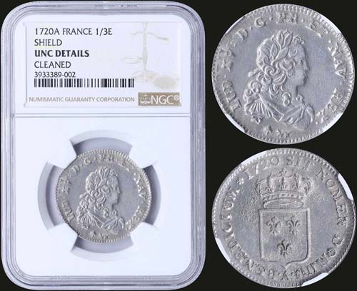 FRANCE: 1/3 Ecu (1720A) in silver ... 