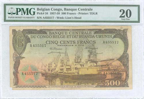 BELGIAN CONGO: 500 Francs ... 