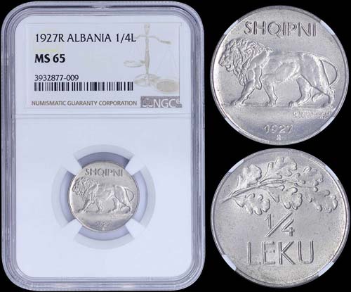 ALBANIA: 1/4 Leku (1927R) in ... 