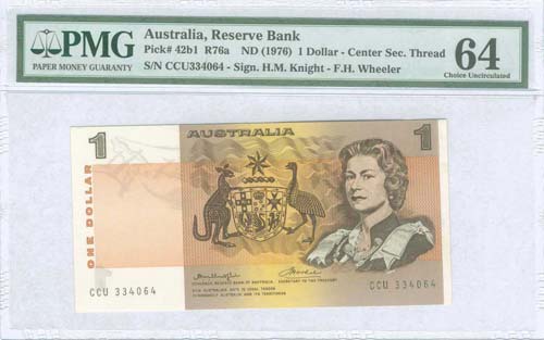 AUSTRALIA: 1 Dollar (ND 1976) in ... 