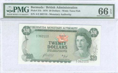 BERMUDA: 20 Dollars (1.3.1976) in ... 