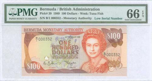 BERMUDA: 100 Dollars (20.2.1989) ... 