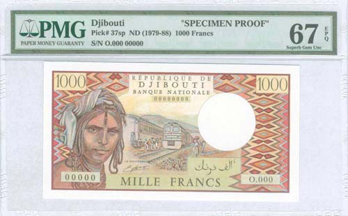 DJIBOUTI: Specimen proof of 1000 ... 