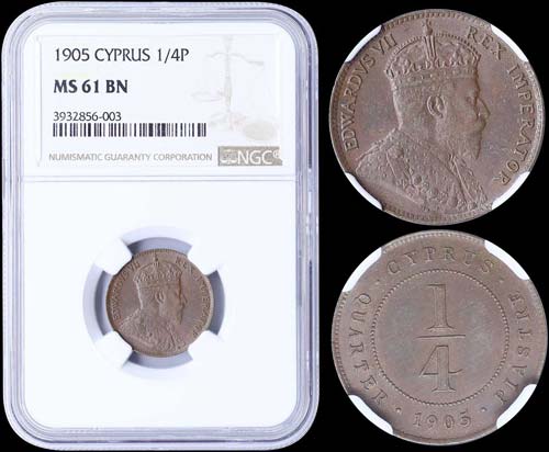 CYPRUS: 1/4 Piastre (1905) in ... 