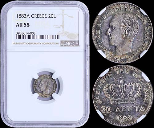 GREECE: 20 Lepta (1883 A) (type I) ... 