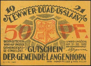 GERMANY: 50 Pf (31.3.1922) by Langenhorn ... 