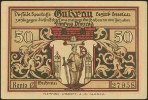 GERMANY: 50 Pf (o.D. 1922) by Guhrau Bez. ... 