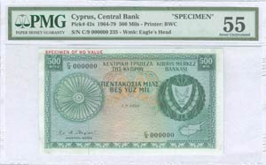  BANKNOTES OF CYPRUS - 500 Mils (1.8.1966) ... 