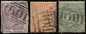 Alexandria canc. on QV British stamps.