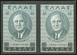 GREECE: 60dr 1945 F.Roosevelt, proof printed ... 