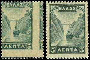 GREECE: 5l. 1927 Landscapes, var printing, ... 