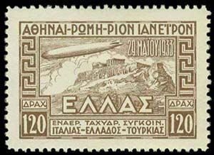 GREECE: 1933 Zeppelin issue in complete ... 