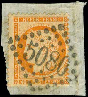 40c 1870 Ceres French stamp canc. large ... 