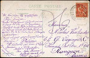 Constantinople postal card fr. with 10c ... 