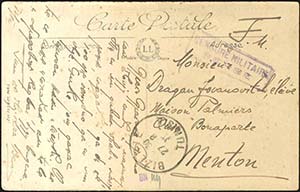 GREECE: Postal card canc. BIZERTE*27.8.17 ... 