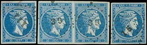 GREECE: 20l. green on blue in pair and ... 