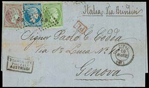 GREECE: 1870 Prepaid cover from Syra to ... 