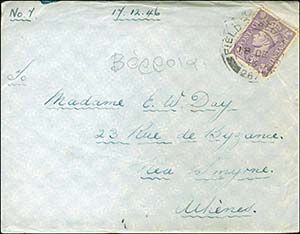 GREECE: Cover franked with 3d. British stamp ... 