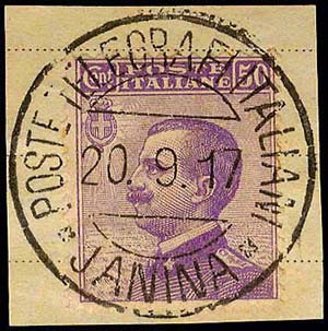 GREECE: 50c. Italian stamp on fragment ... 