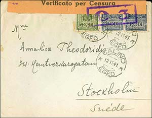 GREECE: Cover fr. with 25c+2x1.25L 1932 ... 