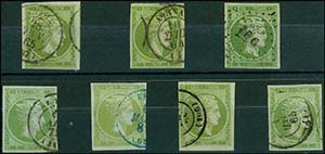 GREECE: 7x5l. green and yellow-green, used. ... 