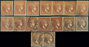 GREECE: 11x1l. red-brown, deep red-brwon and ... 