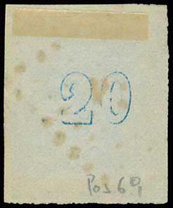 GREECE: 20l. blue (pos.69) a 1863 issue ... 