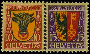 1918 Pro Juventute, complete set of 2 ... 