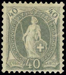 40c grey 1882/1902 Stand Helvetia issue, m. ... 