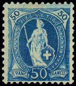 50c blue 1882/1904 Stand Helvetia issue, ... 