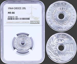 GREECE: 20 lepta (1964) in aluminium with ... 