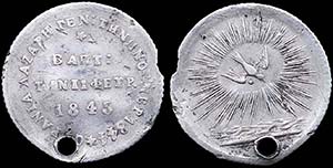 GREECE: Private holed token in silver(?). ... 