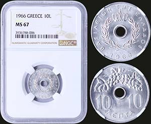 GREECE: 10 Lepta (1966) (type I) in ... 