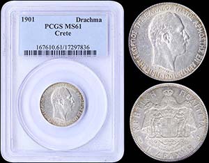GREECE: 1 Drachma (1901 A) in silver with ... 