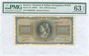  WWII  ISSUED  BANKNOTES - GREECE: 1000 ... 