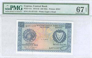  BANKNOTES OF CYPRUS - CYPRUS: 250 Mils ... 
