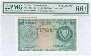  BANKNOTES OF CYPRUS - CYPRUS: 500 Mils ... 