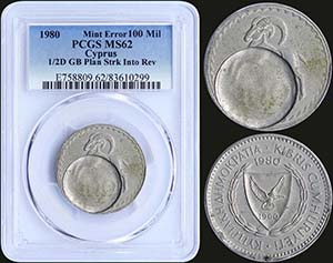 CYPRUS: 100 Mils (1980) in copper-nickel. ... 