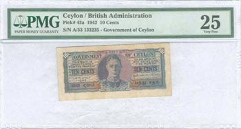 BANKNOTES OF ASIAN COUNTRIES - CEYLON: 10 ... 