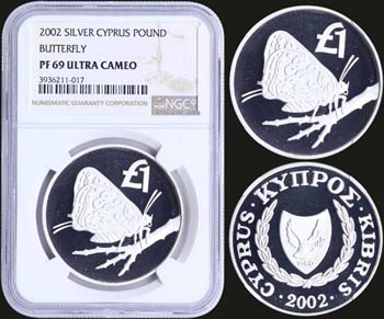 CYPRUS: 1 Pound (2002) in silver. Obv: ... 