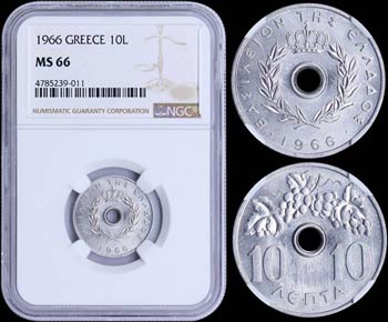 GREECE: 10 Lepta (1966) (type I) in ... 