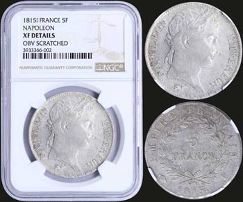 FRANCE (THE HUNDRED DAYS): 5 Francs (1815 I) ... 