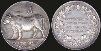 FRANCE: Silver token (1814). Obv: Cow. Rev: ... 