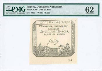 France: 50 Sols (1793) in black and white ... 