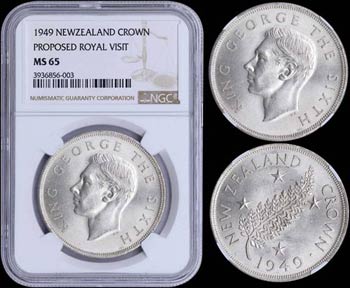 NEW ZEALAND: 1 Crown (1949) in silver ... 