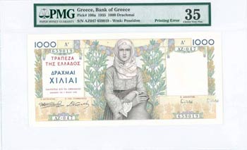 GREECE: 1000 Drachmas (1.5.1935) in ... 