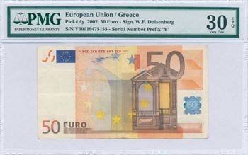 GREECE: 50 Euro (2002) in orange and ... 