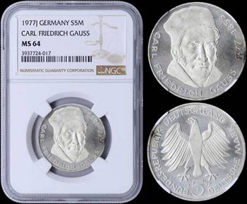 GERMANY: 5 Mark (1977 J) in silver (0,625) ... 
