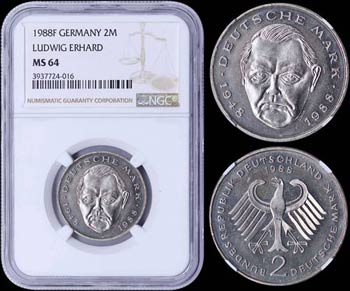 GERMANY: 2 Mark (1988 F) in copper-nickel. ... 